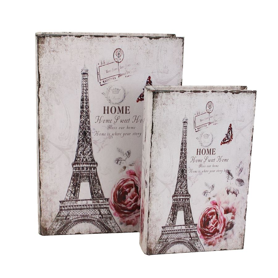 Dřevěná kniha Eiffelovka, 2ks D1617 - Dřevo
