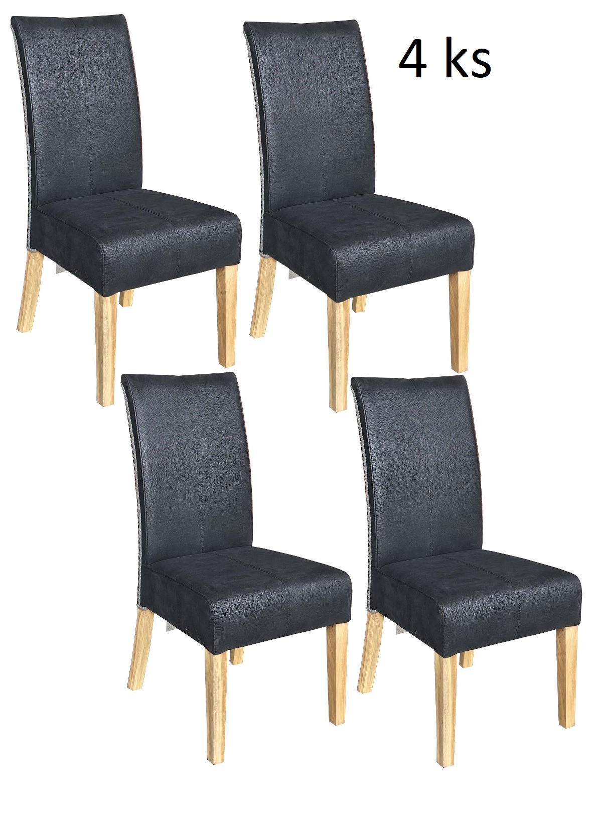 Jídelní židle CHESTER antracit - sada 4 kusy - Masiv