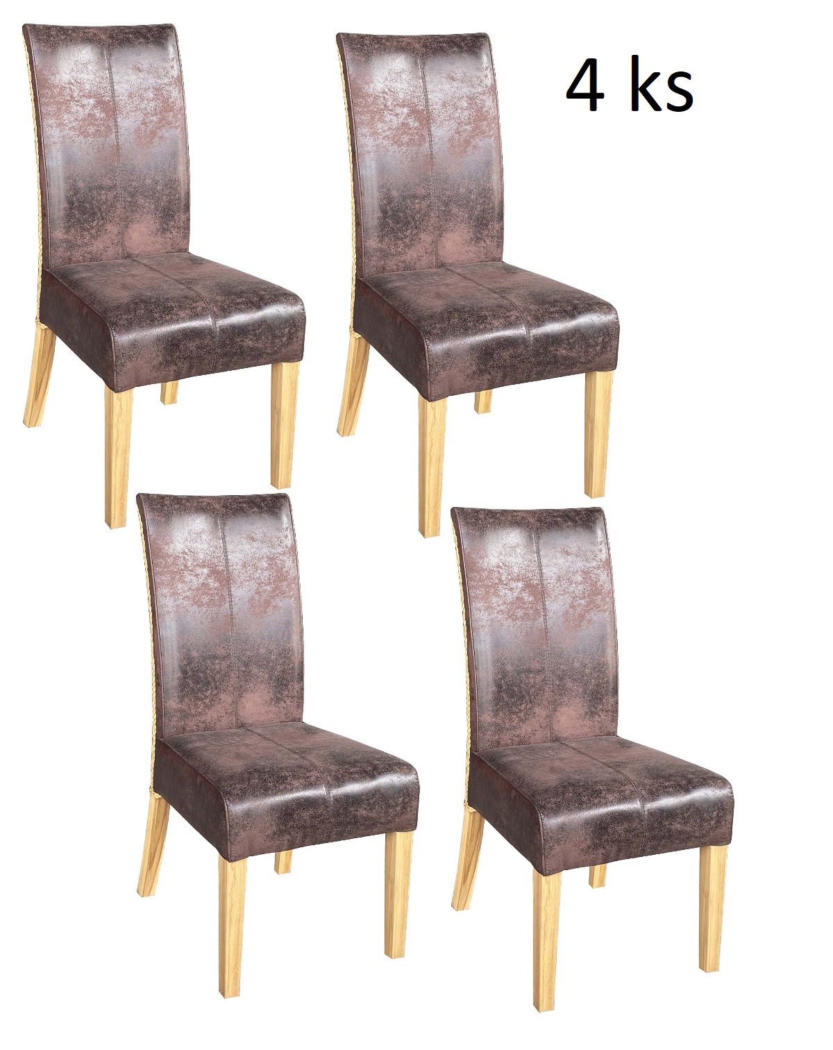 Jídelní židle CHESTER brown - sada 4 kusy - Masiv