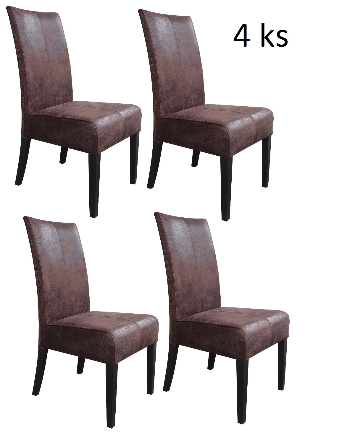 Jídelní židle CHESTER dark brown - sada 4 kusy - Masiv