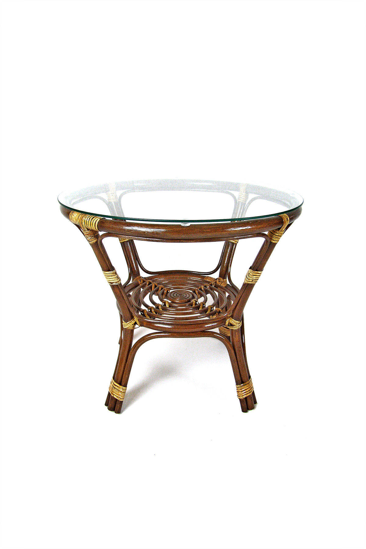 Ratanový obývací stolek BAHAMA - tmavý med - Sklo