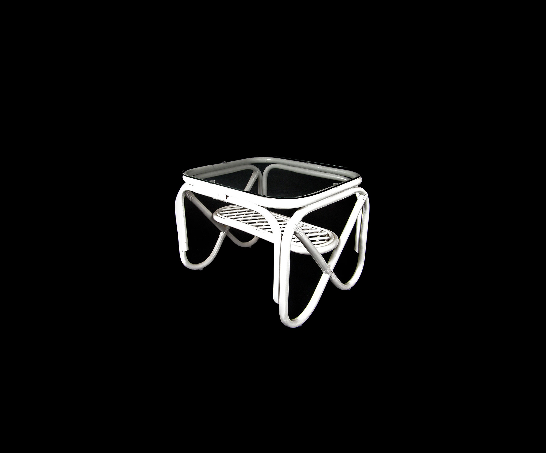 Ratanový obývací stolek COLUMBUS - bílý ratan - Ratan