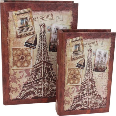 Dřevěná kniha Eiffelovka, 2ks D1620