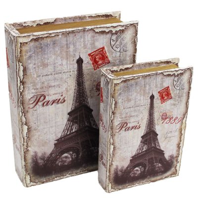 Dřevěná kniha Paris, 2ks D0558